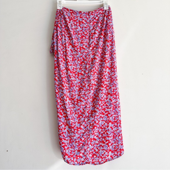 Zara Red & Blue Floral Midi Skirt Size XS - Picture 7 of 9